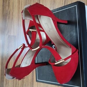 Cupid Women's red suede heels